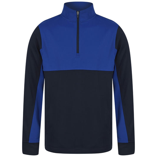Navy-Royal Blue - Front - Finden & Hales Childrens-Kids Quarter Zip Track Top