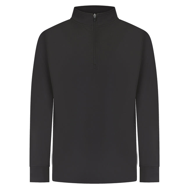 Black - Front - Finden & Hales Mens Quarter Zip Track Top
