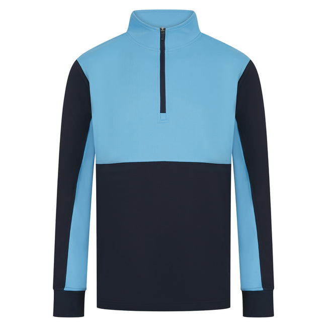 Navy-Sky - Front - Finden & Hales Mens Quarter Zip Track Top