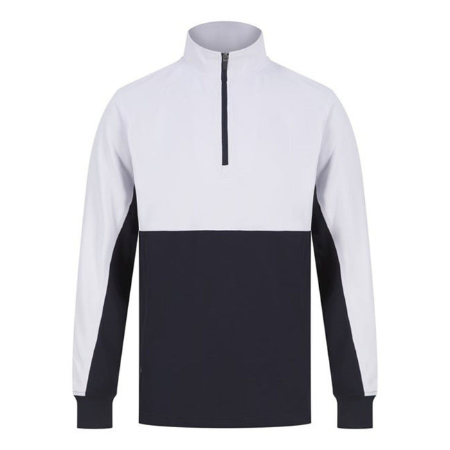 Navy-White - Front - Finden & Hales Mens Quarter Zip Track Top