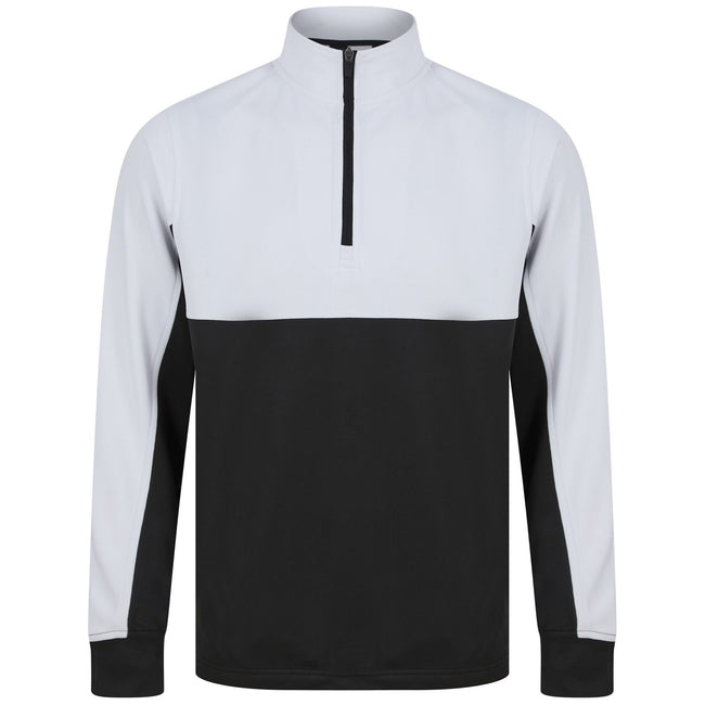 Black-White - Front - Finden & Hales Mens Quarter Zip Track Top