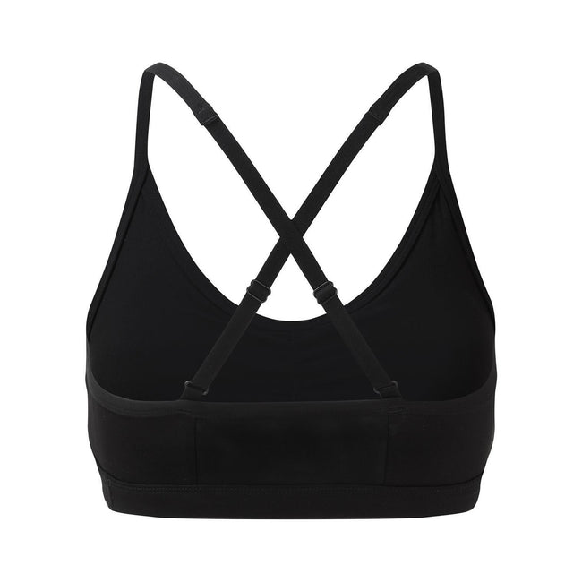 Black - Pack Shot - TriDri Womens-Ladies Ruched Medium Impact Sports Bra