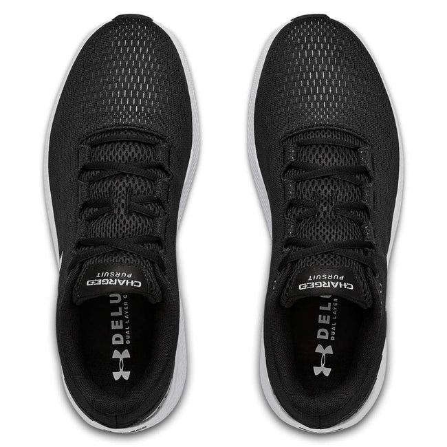 Black-White - Side - Under Armour Mens Charged Pursuit 2 Trainers
