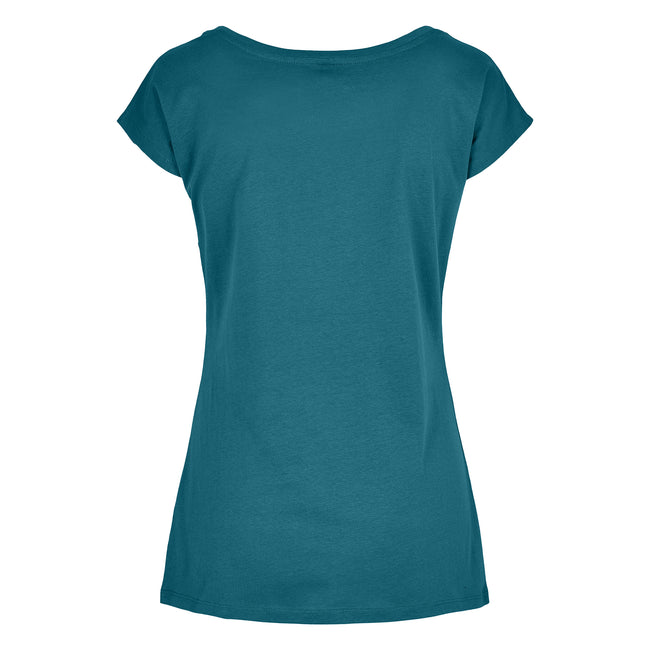 Teal - Back - Build Your Brand Womens-Ladies Wide Neck T-Shirt
