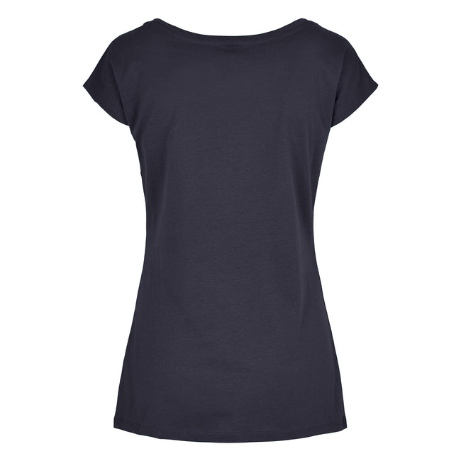 Navy - Back - Build Your Brand Womens-Ladies Wide Neck T-Shirt