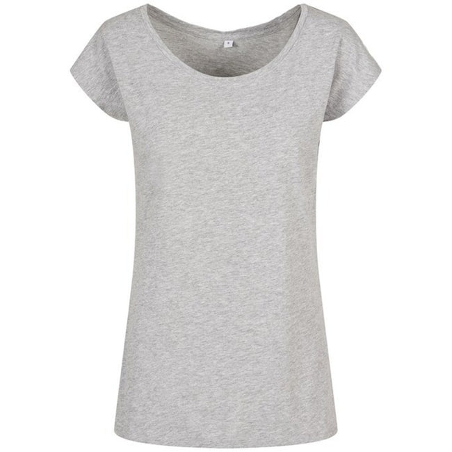 Heather Grey - Front - Build Your Brand Womens-Ladies Wide Neck T-Shirt