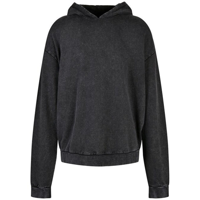Black - Front - Build Your Brand Mens Acid Wash Oversized Hoodie