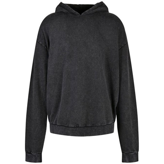 Black - Front - Build Your Brand Mens Acid Wash Oversized Hoodie