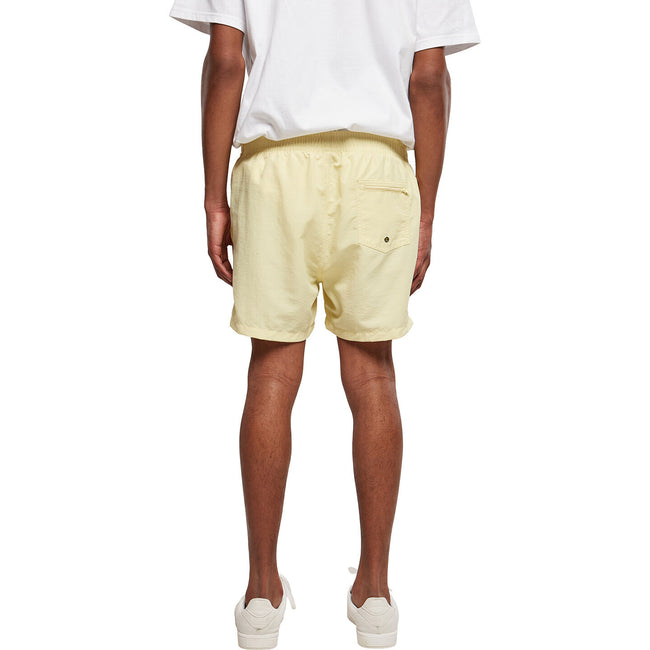 Light Yellow - Side - Build Your Brand Mens Swim Shorts