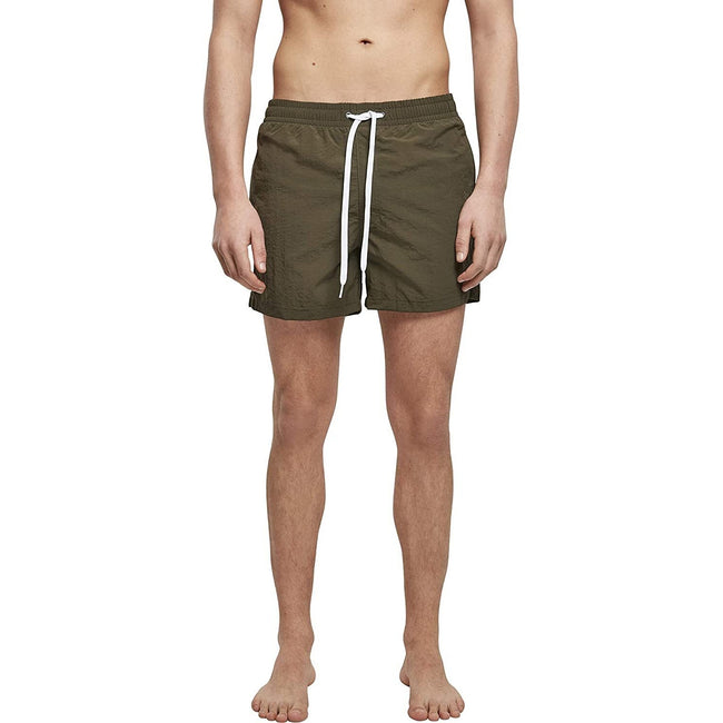 Olive - Front - Build Your Brand Mens Swim Shorts