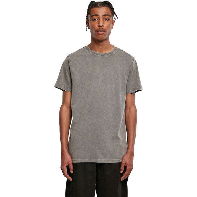 Dark Khaki - Back - Build Your Brand Mens Acid Wash T-Shirt
