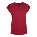 Burgundy - Front - Build Your Brand Womens-Ladies Extended Shoulder T-Shirt