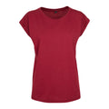 Burgundy - Front - Build Your Brand Womens-Ladies Extended Shoulder T-Shirt