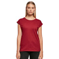 Burgundy - Side - Build Your Brand Womens-Ladies Extended Shoulder T-Shirt
