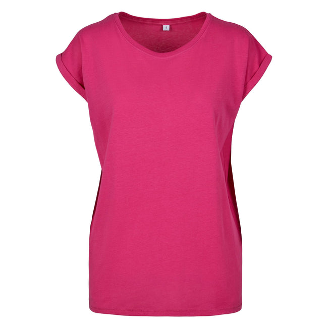 Hibiscus Pink - Front - Build Your Brand Womens-Ladies Extended Shoulder T-Shirt
