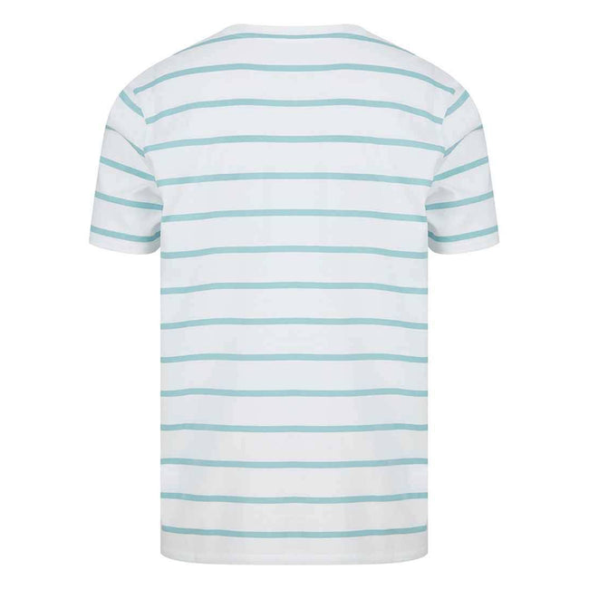 White-Duck Egg Blue - Back - Front Row Mens Striped T-Shirt