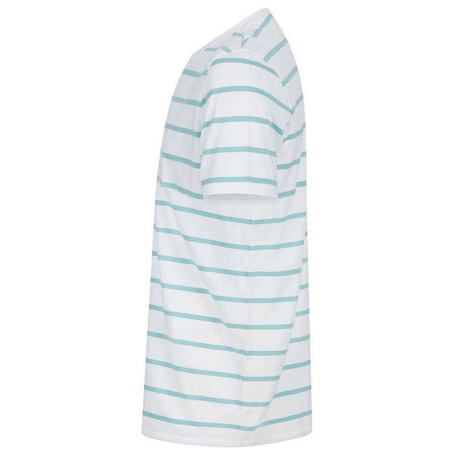 White-Duck Egg Blue - Side - Front Row Mens Striped T-Shirt