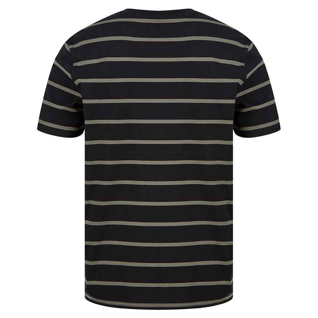 Black-Khaki - Back - Front Row Mens Striped T-Shirt