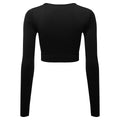 Black - Back - TriDri Womens-Ladies Ribbed Seamless 3D Crop Top