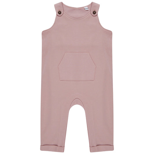 Soft Pink - Front - Larkwood Baby Organic Cotton Dungarees