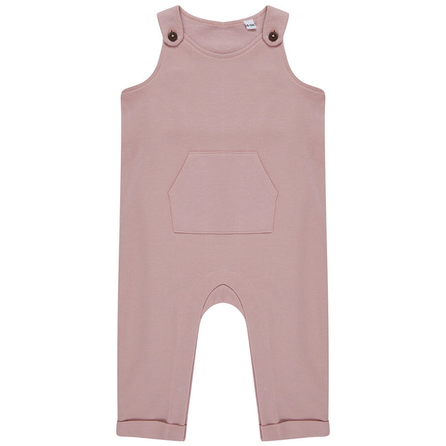 Soft Pink - Front - Larkwood Baby Organic Cotton Dungarees