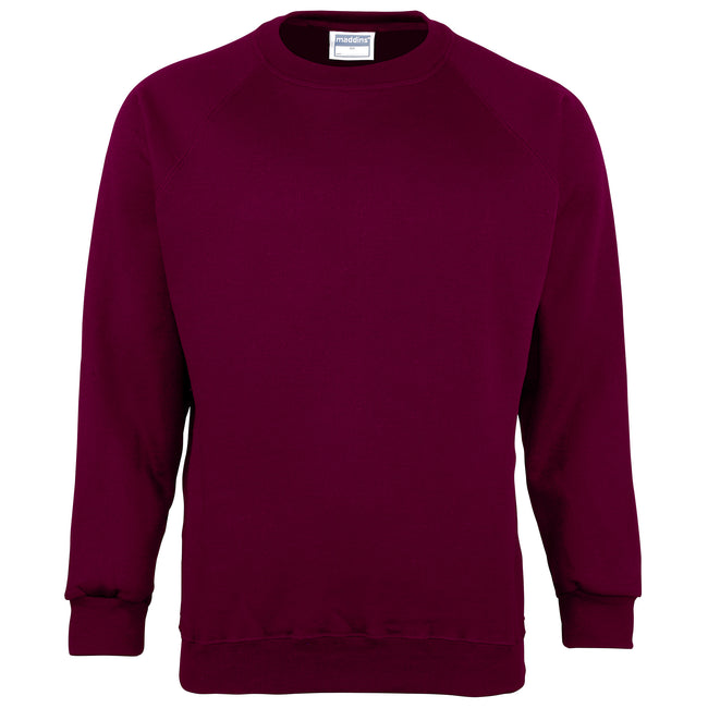 Burgundy - Front - Maddins Kids Unisex Coloursure Crew Neck Sweatshirt - Schoolwear