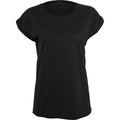 Black - Front - Build Your Brand Womens-Ladies Organic Extended Shoulder T-Shirt