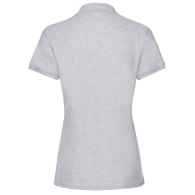 Heather Grey - Back - Fruit of the Loom Womens-Ladies Premium Polo Shirt