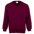 Burgundy - Front - Maddins Childrens Unisex Coloursure V-Neck Sweatshirt - Schoolwear