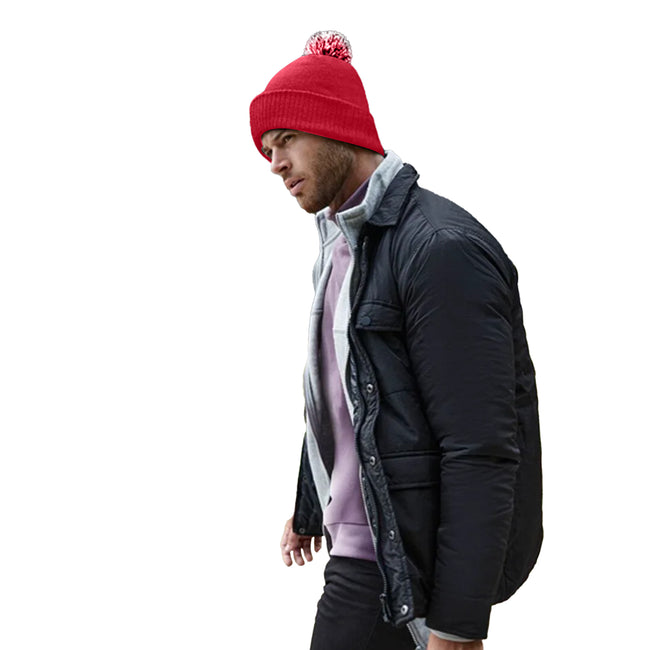 Classic Red-White - Side - Beechfield Snowstar Recycled Beanie