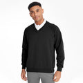 Black - Back - Maddins Mens Coloursure V-Neck Sweatshirt