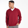 Red - Side - Maddins Mens Coloursure V-Neck Sweatshirt