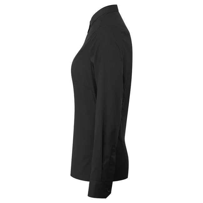 Black - Side - Premier Womens-Ladies Grandad Collar Formal Shirt