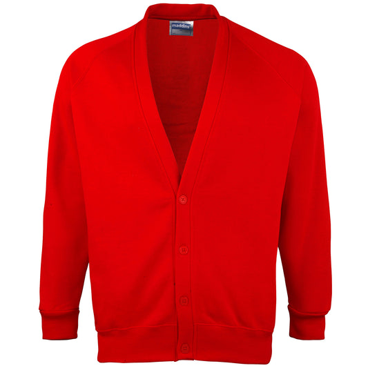 Red - Front - Maddins Childrens Unisex Coloursure Cardigan - Schoolwear
