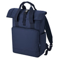 Navy Dusk - Front - Bagbase Unisex Adult Roll Top Recycled Twin Handle Backpack