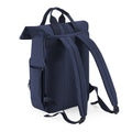 Navy Dusk - Back - Bagbase Unisex Adult Roll Top Recycled Twin Handle Backpack