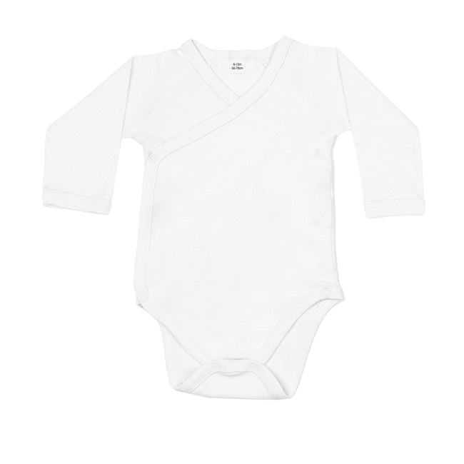 White - Front - Babybugz Baby Kimono Long-Sleeved Bodysuit