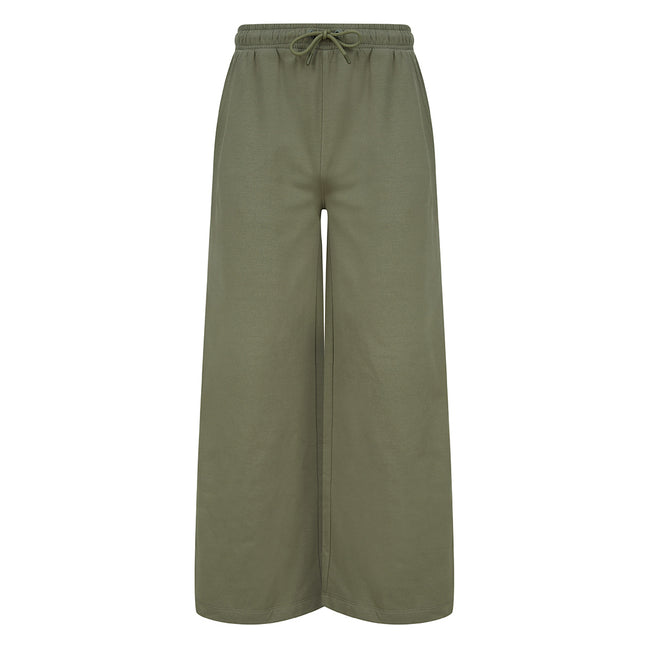 Khaki - Front - Skinni Fit Womens-Ladies Sustainable Wide Leg Jogging Bottoms