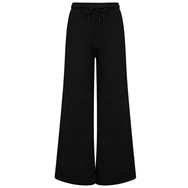 Black - Front - Skinni Fit Womens-Ladies Sustainable Wide Leg Jogging Bottoms