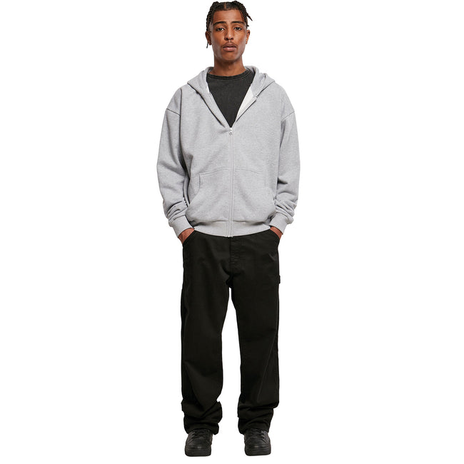 Heather Grey - Back - Build Your Brand Mens Ultra Heavyweight Full Zip Hoodie