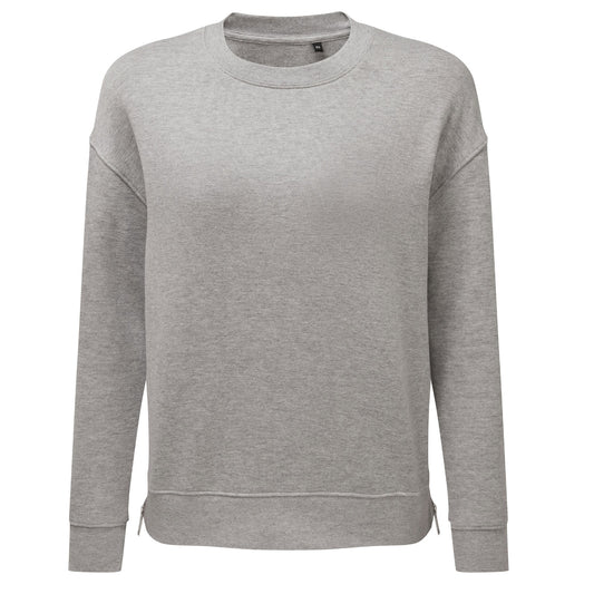 Grey - Front - TriDri Womens-Ladies Heather Recycled Side Zip Sweatshirt