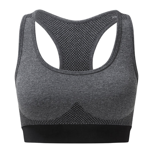 Black - Front - TriDri Womens-Ladies Sculpted Melange Seamless 3D Sports Bra