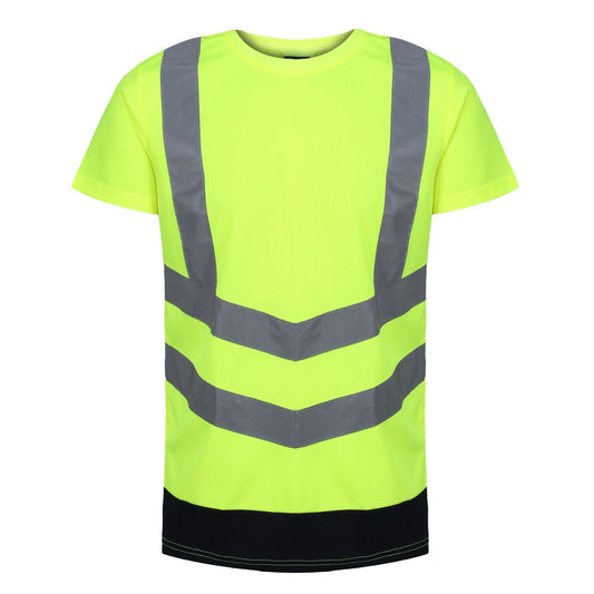 Yellow-Navy - Front - Regatta Mens Pro Hi-Vis Short-Sleeved T-Shirt