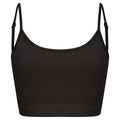 Black - Front - Skinni Fit Womens-Ladies Fashion Sustainable Adjustable Strap Crop Top