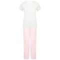 White-Pink - Front - Towel City Womens-Ladies Stripe Pyjama Set