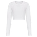 Solid White - Front - Awdis Womens-Ladies Crop Triblend Long-Sleeved T-Shirt
