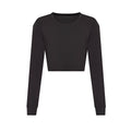 Black Heather - Front - Awdis Womens-Ladies Heather Cropped Long-Sleeved T-Shirt