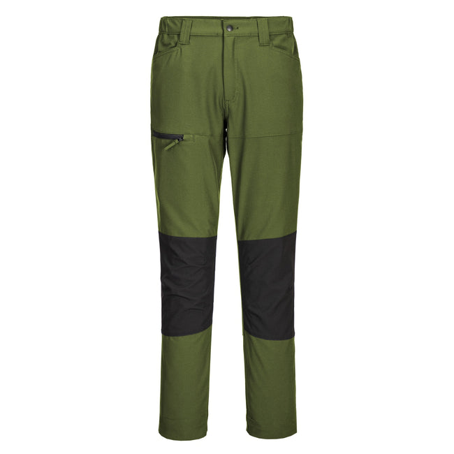Olive Green - Front - Portwest Mens WX2 Slim Work Trousers