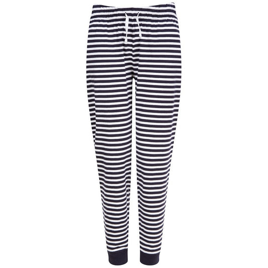 Navy-White - Front - SF Womens-Ladies Striped Lounge Pants