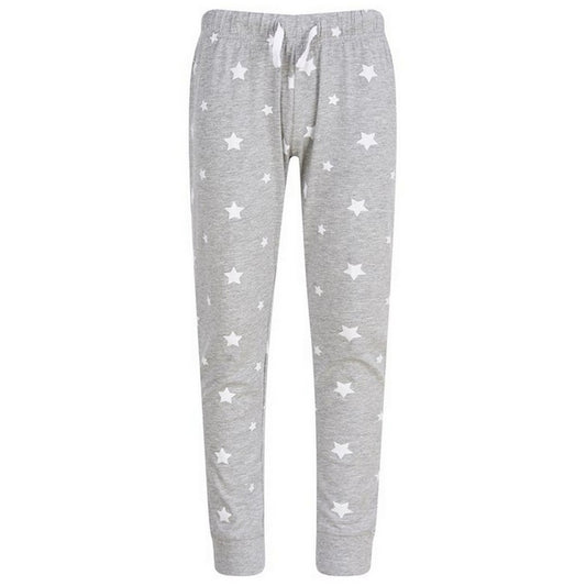Heather Grey-White - Front - Girls Cotton Dotted Pyjama Bottoms (Pack Of 2)